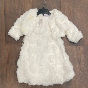 Elegant White Floral Dress with Jacket